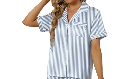 SAPJON Satin Silk Pajamas for Women 2Pcs Ruffle Notch Collar Sleepwear Button Down Short Sleeve Shorts Pjs Set Loungewear Size S without short