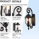 Outdoor Wall Sconces, Black Outdoor Porch Lights, 22.8" H Large Exterior Wall Lanterns, Waterproof Exterior Lighting Fixtures with Water Glass for Patio Garage Doorway