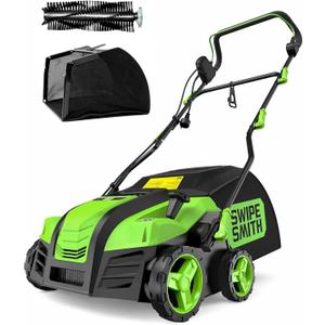 SWIPESMITH 16" Artificial Grass Sweeper, 1800W Artificial Turf Vacuum | 1800W Lawn Sweeper Yard Power Brush with 55L Removable Leaf Collection Bag, Quick-Fold Design for Yard Lawn Cleaning