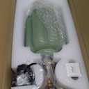 Milk Glass Touch Table Lamp, Green Jadeite Glass Mid Century Modern Vintage Bedside Desk Lamp, 3 - Color & USB C+A Ports, Vintage Table Lamp Perfect for Bedroom & Living Room, E12 LED Bulb Included