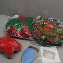 38pcs Christmas Parade Golf Cart Decoration Kit with Light String Golf Cart Supplies Christmas Wreath Bow Red Green White Tinsel Garland Colorful Bulb Cutouts with Glue for Holiday Parade Decoration