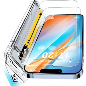 9H+ Tempered Glass Screen Protector for iPhone 13/14/13 Pro  2 Pack, Ultra-Thin 0.33mm Full Coverage, Bubble-Free Installation, Auto-Dust Removal, Case-Friendly, Crystal Clear HD Protection (Transparent)