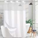 Hotel Fabric Stall Shower Curtain Machine Washable with Snap in Removable Liner Shower Curtain for Bathroom Bathtubs Spa(White,54" (W) X74 (H))