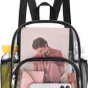Clear Backpack for Stadium Events Clear Backpack 12x12x6 with Front Pocket for Concert Sport Fashion Women Backpack Events Work Travel (Black)