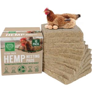 Small Pet Select - 10 Pack Hemp Nesting Pads  Extra Thick, Eco-Friendly, Absorbent, Odor-Control Liners for Chicken Coops & Nesting Boxes