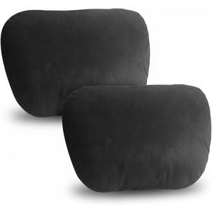 2PCS Car Pillow for Car Neck Pillow for Driving Seat Lumbar Support Soft Cushion with Extra Filling Accessories Back Support for Travel Nap and Trips Sleeping(Black, Head)