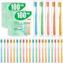 200-Pack Premium Bulk Disposable Toothbrushes, Individually Wrapped, Soft Bristles, Peanut Grip Handle for Travel, Guest Bathroom, Hotel & Emergency Kits, Family, Kids & Adults, Single Use