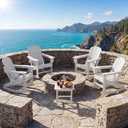 2 Pack HDPE Folding Adirondack Rocking Chair with Retractable Ottoman, Chair x2