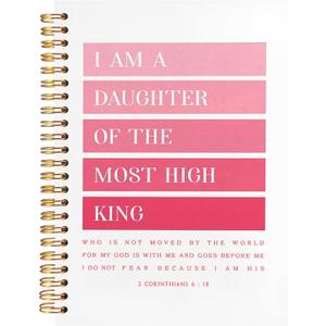 BearCake Pink I am Daughter of the Most High King Christian Notebook Journal, Christian Gifts for Women, Bible Notebooks for Note Taking, Bible Journaling Notebook, Hardcover Spiral Notebook 5.5x8.3