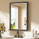 Keonjinn Black Bathroom Mirrors for Over Sink, 20" x 30" Black Framed Mirror for Wall, Tempered Glass Beveled Edge, Aluminum Alloy Frame, Shatterproof, Farmhouse Rectangular Bathroom Vanity Mirror
