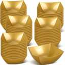 Tanlade 50 Pcs Square Plastic Serving Bowls Disposable Snack Salad Bowl Small Party Candy Bar Containers Taco Bar Serving Dishes for Buffet Chips Fruit(Gold,8 oz)