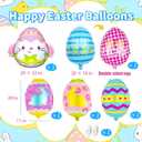 2 x Happy Easter Balloons, Easter Egg Balloons and Bunny Balloon, Colorful Easter Party Decorations (Easter Egg)