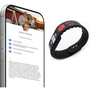 NFC & QR Code Medical ID Bracelet for Alzheimer's, Autism, Dementia - Emergency Contact Silicone Wristband with Real-Time Location Alert Upon Scan to Family - No App Needed