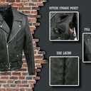 Men's Basic Motorcycle Jacket with Pockets (Black, L)