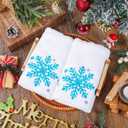 JarThenaAMCS Christmas Hand Towels Winter Blue Snowflake Embroidered Cotton Bathroom Towel Absorbent Bath Towel for Holiday Hand Drying Cleaning Cooking, 29.5 x 13.7 Inch, 2Pcs