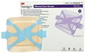3M Tegaderm Silicone Foam Border Dressing, 90642, 6 x 6 Inch (Box of 10)