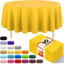 10 Pack Premium Disposable Plastic Tablecloth 84" Round Table Cover for Birthdays Weddings Christmas Anniversary Buffet Table (Yellow)