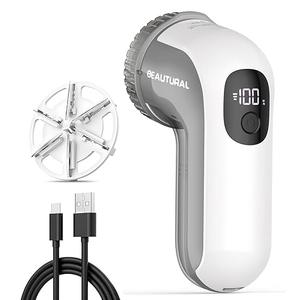 BEAUTURAL Fabric Shaver and Lint Remover, Sweater Defuzzer with 2Speeds, 2 Replaceable Stainless Steel Blades, Battery Operated, Remove Clothes Fuzz, Lint Balls, Pills, Bobbles Gray