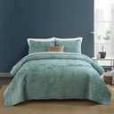 Velvet Bedspread Quilt Bedding Sets,Luxury Elegant Ultra Soft Velvet Comforters Coverlet Blankets,Weave Stitching Pattern Cotton Quilted Bedspread for All Seasons,Aqua Green,King Size, Only Blanket