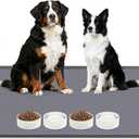 Lanstics Dog Food Mat, 34" x 22" Large Silicone Mat Dog Feeding Mat with Raised Edge Non-Slip Pet Feeding Mat for Food and Water Bowl, Easy to Clean, Floor Protection (Gray) (Grey Rhombus)