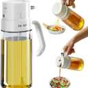Oil Sprayer for Cooking-2 in 1 Olive Oil Dispenser, 550 ml /18.6 oz Oil Dispenser Bottle Oil Mister for Air Fryer, BBQ,Salad, Frying, Barbecue (White)