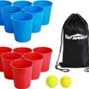 Giant Yard Pong Bucket Game,Throwing Bucket Toss Set for Beach,Pool,Family,Yard,BBQ,Lawn,Indoor,Outdoor Game - Ideal Gift Toy for Boys,Girls,Family,Kids