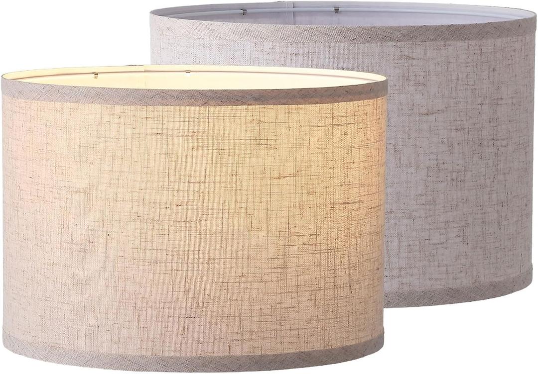 Beige Modern Fabric Lampshade, Drum Lampshade for Floor Lamps, Easy Assembly Replacement Lamp Shade Spider Fitter,16 Inch (Natural)