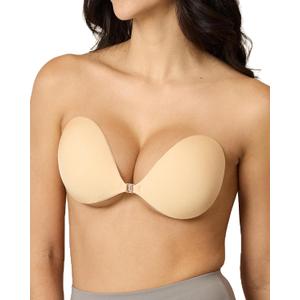 Niidor Adhesive Bra Invisible Silicone Reusable Sticky Bra Strapless Backless Adhesive Bra for Women Wedding Dress Nude, Size D1/2