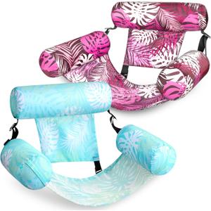 SLOOSH Inflatable Pool Floats Adult,2 Packs Floating Lounge Chairs,Blow up Pool Noodles for Adult Heavy Duty,Floating Chair for Party Summer Water Beach Lake Fun