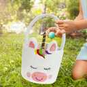 2 x Set of 3pcs, Halloween Trick or Treat Bags, Adorable Unicorn & Bee & Ladybug Plush Baskets, Halloween Candy Bucket for Kids Gifts Party Decoration Supplies, Dia 7.9" * H 15.7"