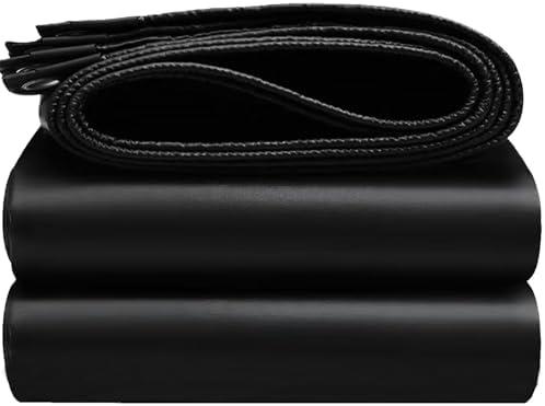 8x8FT Tarps Heavy Duty Waterproof, 16 Mil Black Heavy Duty Tarps with Grommets Reinforced Edges, UV Resistant Tear&Fade Resistant Covers for Camping Patio Roof Boat Outdoor 2 Pack