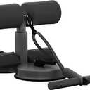 Sit Up Bar Foot Holder Height Adjustable - Sit Up Assistance Device with 2 Strong Suction Cups - Essential Ab Workouts & Core Exercise Equipment for Home Workouts (BLACK)