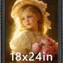 18x24 Black Vintage Ornate Wavy Picture Frame, Matted 16x20