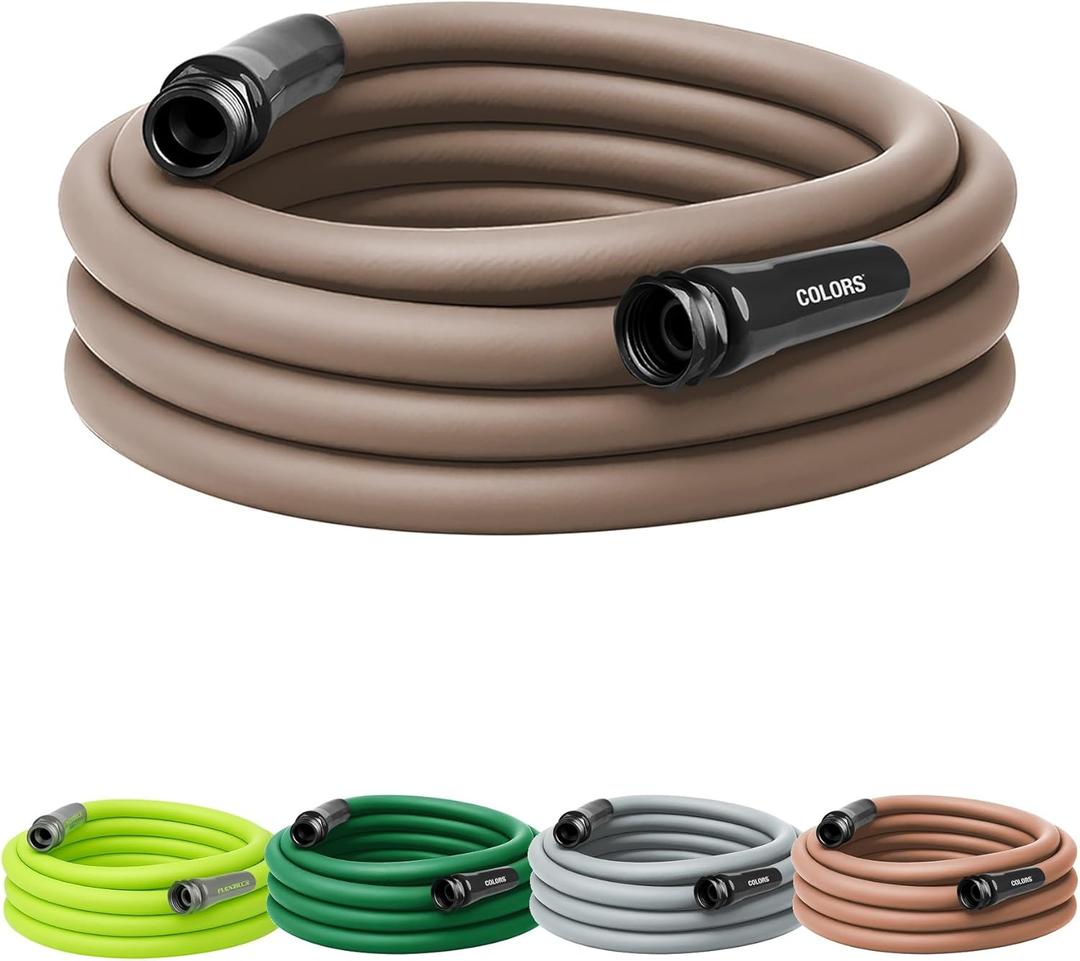 Flexzilla Colors Garden Hose 5/8 in. x 25 ft., Lightweight All-Weather Water Hose, Durable and Flexible, Leak-Free Connections, Brown Mulch