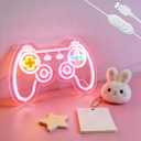 Game Controller Neon Sign for room decor, 15 * 9 inch Pink Gaming Neon Signs with USB Power and Dimmer Switch for wall decor,teen girl room decor,women,Kids