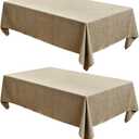 Fitable Faux Linen Table Clothes 60 x 84 Inch - 2 Pack Khaki Tablecloths for Rectangle Tables, Faux Burlap Table Covers for Kitchen Dining, Party, Farmhouse, Baby Shower