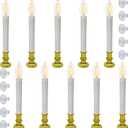 10 Pack Battery Operated Christmas Window Candles Lights, Flameless Christmas Electric Window Candlestick with Timer, Gold Holders LED Candle Light for Indoor Party Table Xmas Window Christmas Decor (C26-4.5CM Base)