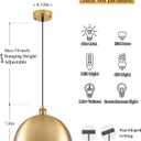 Gold Pendant Lights, 11.8" Farmhouse Pendant Light for Kitchen Island, Vintage Pendant Light Fixtures for Dining Room, Living Room, Bedroom, Dome Pendant Lighting, 2 Pack