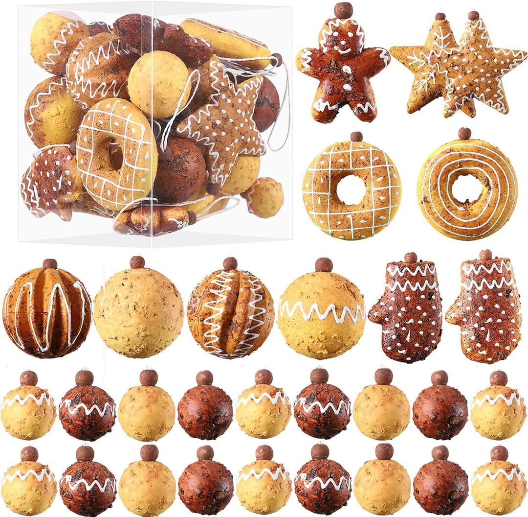 Baking Christmas Ornaments Set 43pcs Shatterproof Bread Gingerbread Thmed Christmas Tree Hanging Ornaments Decorations for Indoor Holiday Party Xmas Decor (Baking Set)