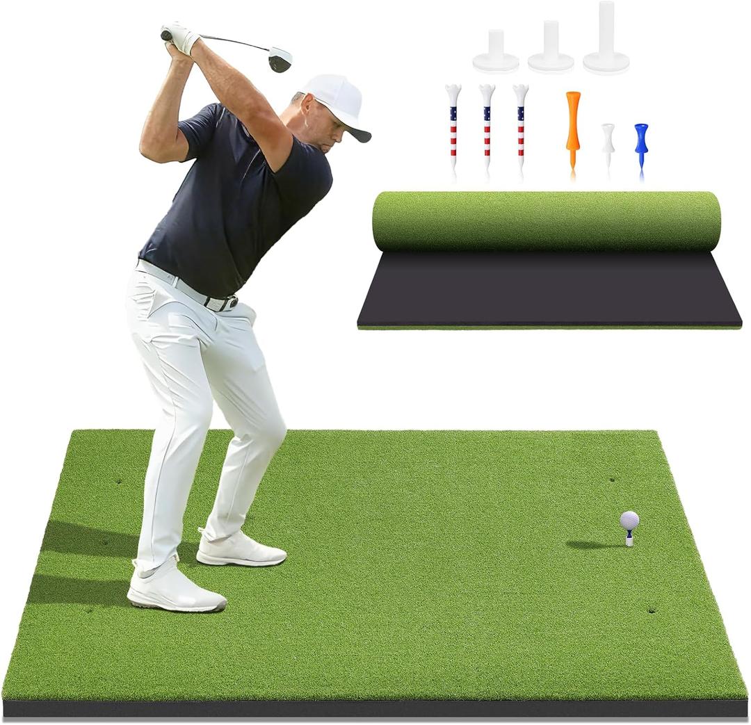 Golf Mat, 5x4ft/6x4ft Large Golf Hitting Mats for Practice Outdoor Indoor, 26mm Thick, High-Elasticity Artificial Turf Mat for Garage Simulator Chipping Driving Swinging Training, Gifts for Him Men, 5x4ft 26mm Large Sized