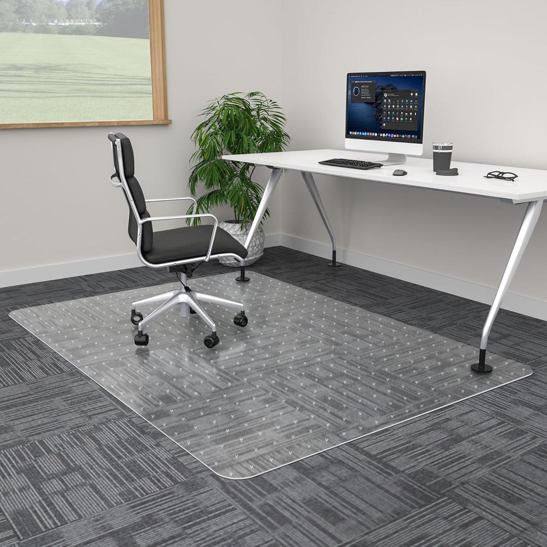 100pointONE Extra Large Office Chair Mat for Carpet, 46" x 72" Clear Desk Chair Mat for Low Pile Carpeted Floors- Easy Glide Plastic Floor Mat for Office Chair on Carpet