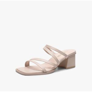DREAM PAIRS Women's Strappy Heels Block Open Toe Low Heel Chunky Mules Sandals Dress Shoes (9)
