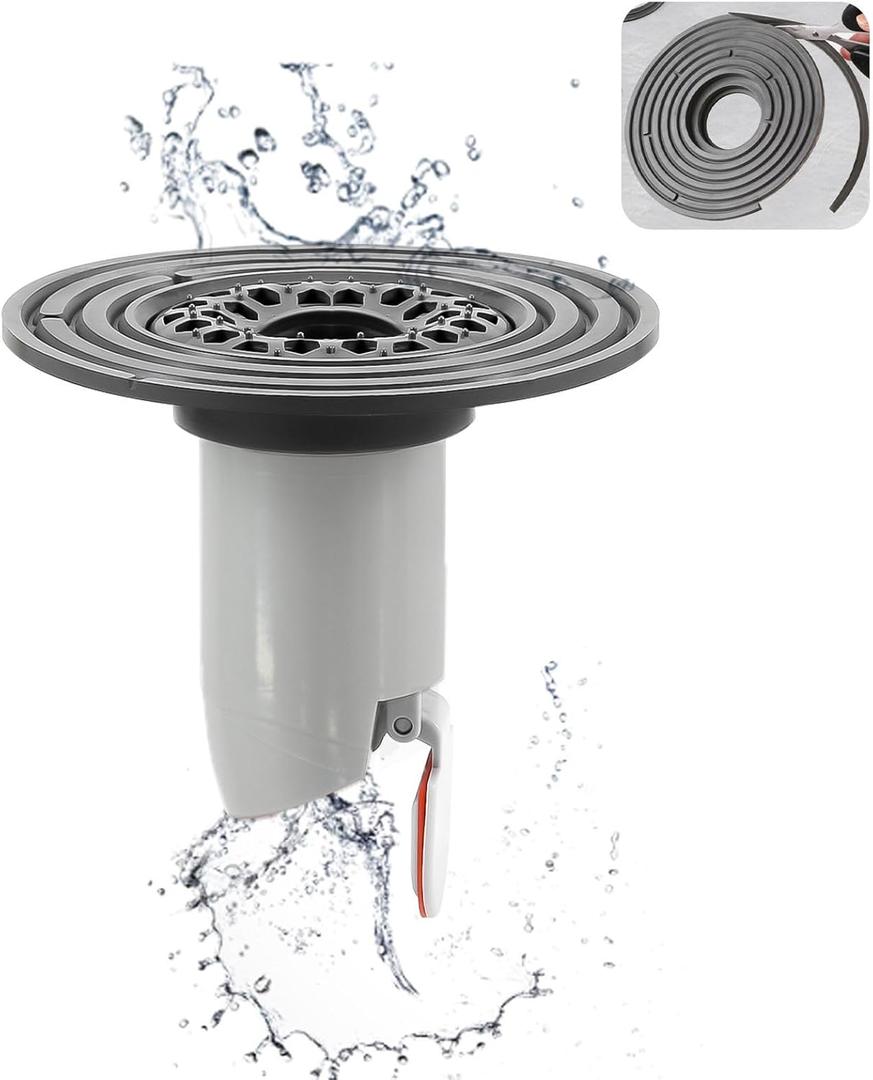 Odor-Proof Shower Drain Plug with Magnetic Backflow Preventer, Hair Catcher, and Variable Diameter Washers, Fits drains, sewers, and Pipes with Inner diameters from 1.5" to 3.9"