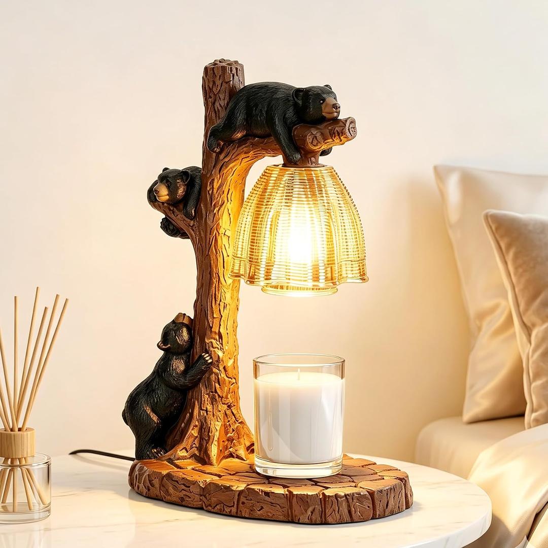 Candle Warmer Lamp, Perfect for Vintage Decor and Creative Gifts, Featuring A Resin Bear Design