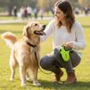 Pecute 26ft Retractable Dog Leash with Reflective Strips, 360 Tangle-Free, One-Button Control & Sturdiness Nylon Material, Long Leash Retractable with Poop Bag Holder for Medium Large Dog