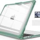 IBENZER Hexpact Compatible with 2025 2024 2023 2022 MacBook Air 13 inch Case M4 A3240 M3 A3113 M2 A2681, Heavy Duty Case & KeyboardCover & ScreenFilm for Mac Air 13.6, Midnight Green, HPE-KK-MTGN+2