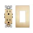 LIDER Matte Finish Decorator Receptacle and Brushed Finish Decorator Switch Cover, Screwless Wall Plate, Mid-Size
