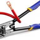 haisstronica Heavy Duty Battery Cable Crimping Tool Kit-Ratchet Hex Extended Handle Crimper for 8,6,4,2,1,1/0 AWG Copper Lugs