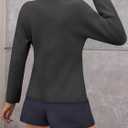 Saodimallsu Womens V Neck Cardigan Sweaters Button Up Fall Trendy Front Split Long Sleeve Sweater Blazer (Gray)