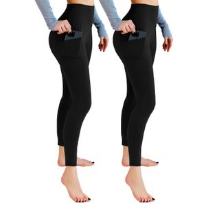 Leafigure 2 Pack Leggings with Pockets for Women, High Waisted Soft Leggings for Yoga Gym Small/Medium